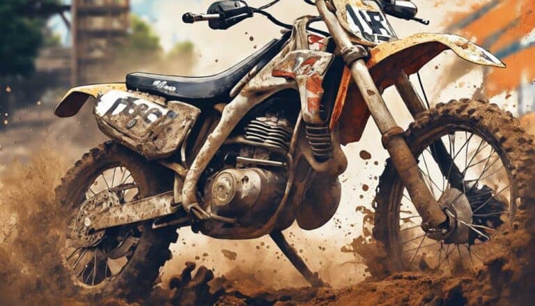 off road motorcycles covered in mud